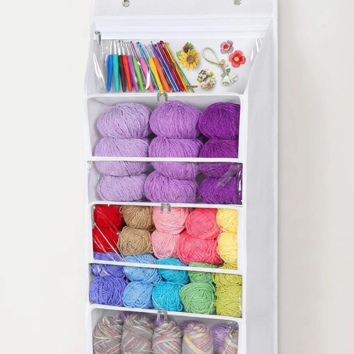Yarn Organizer, 6-Tier Hanging Storage with Zip Compartments – image 3