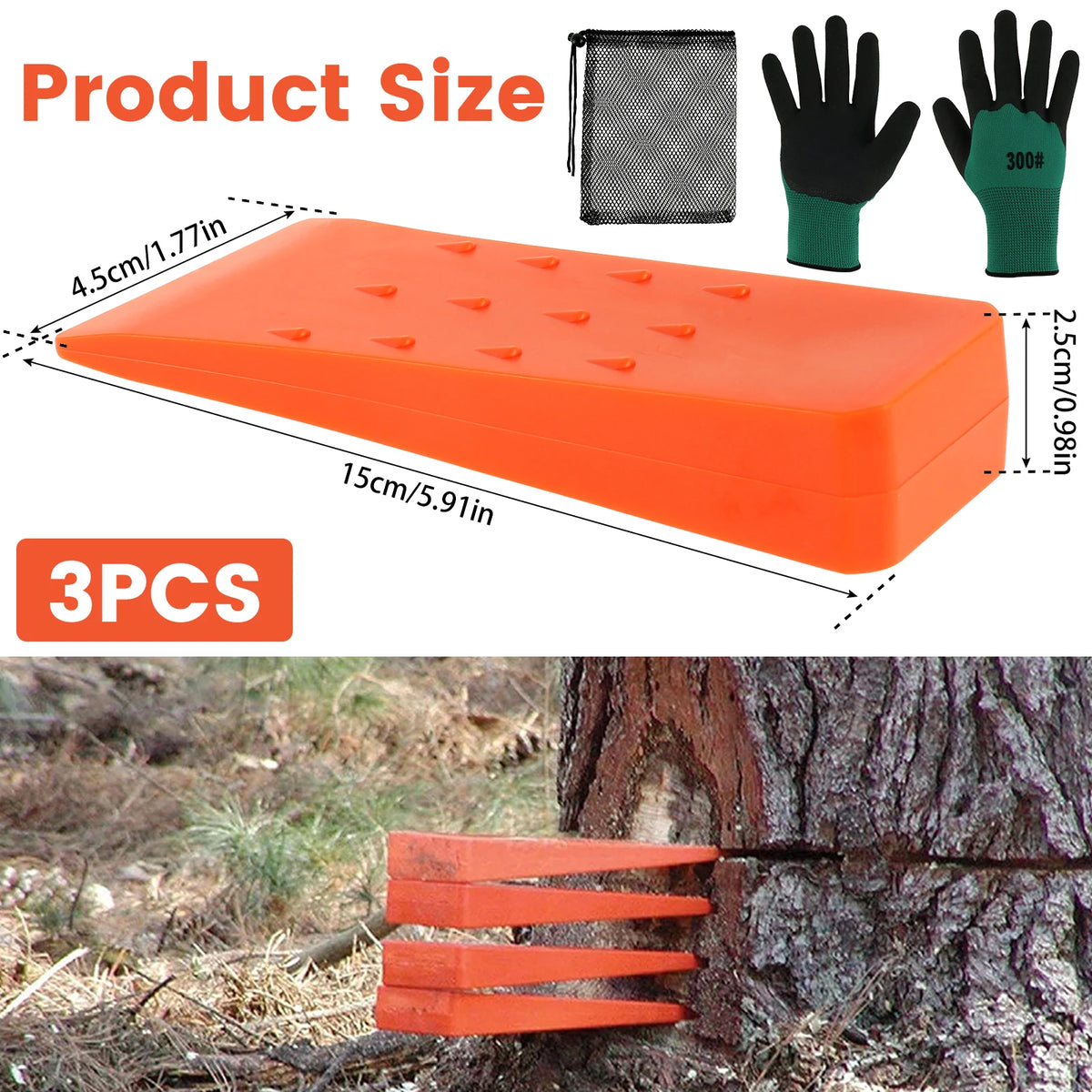 Felling Wedges 3-Pack for Chainsaw Tree Cutting, Landscaping & Logging – image 7