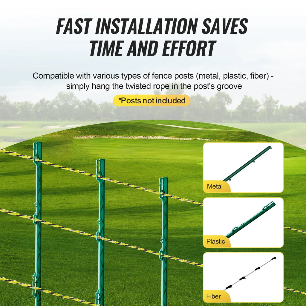 Electric Fence Polywire 3366 Ft, 6 Stainless Strands with Reel