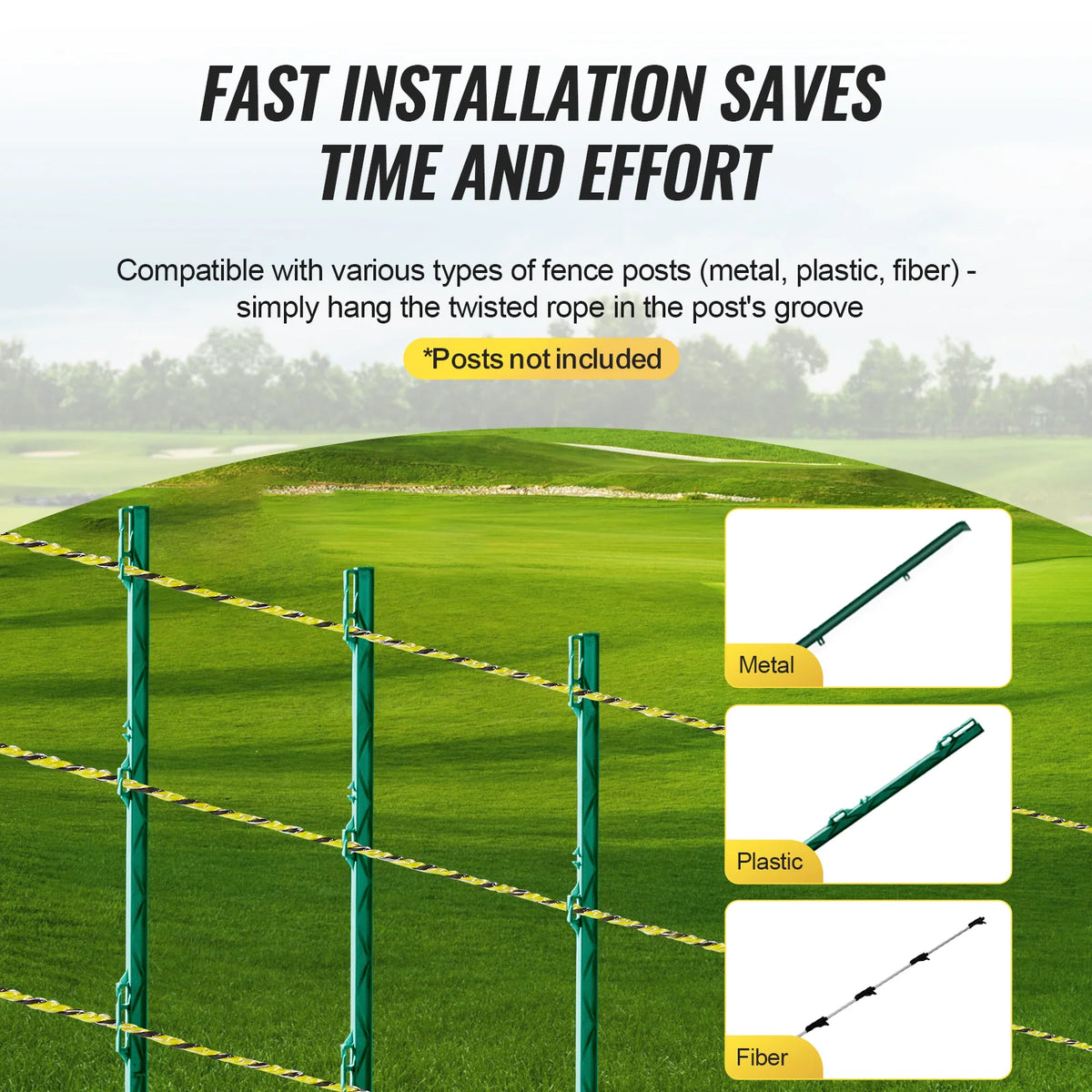 Electric Fence Polywire 3366 Ft, 6 Stainless Strands with Reel