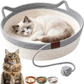 Cat Basket Bed – Handwoven Cotton Rope Nest with Cushion