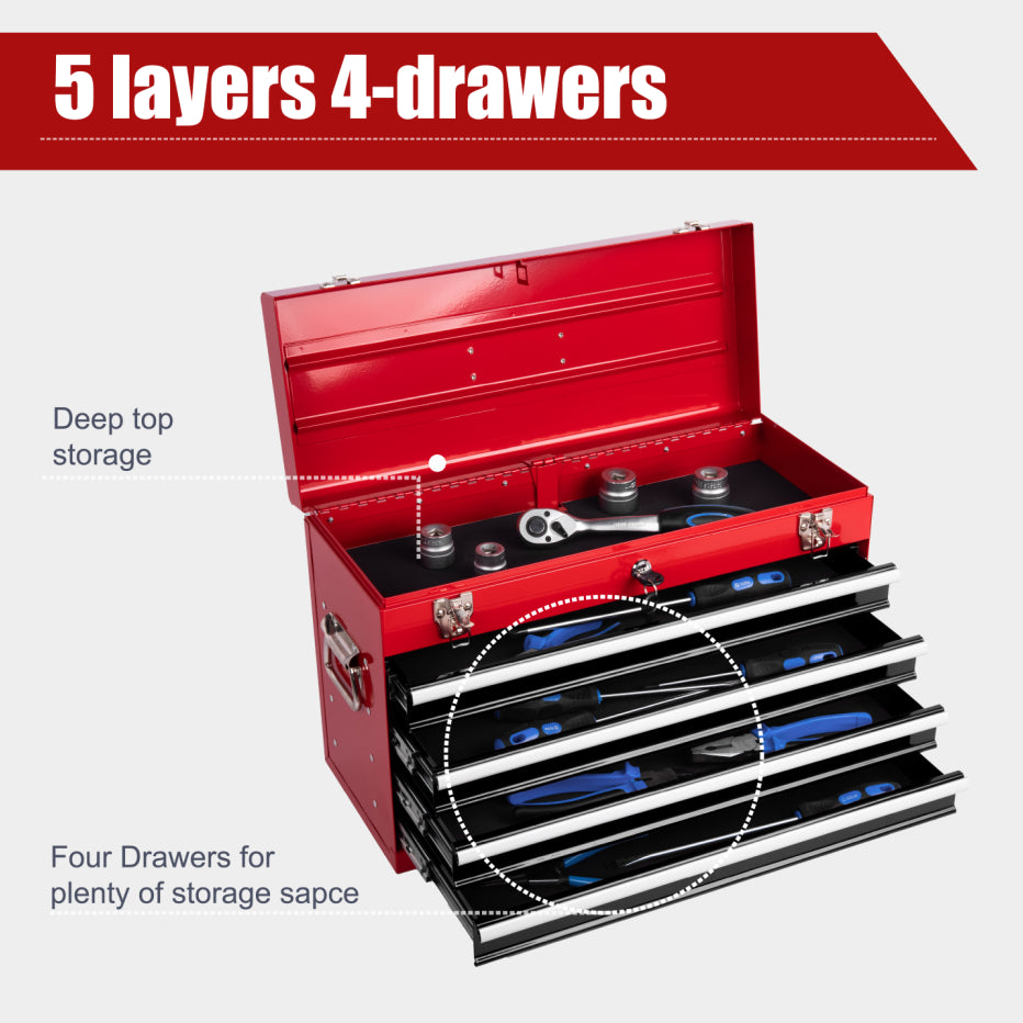 Metal Tool Box with 4 Drawers, 21 in Portable Locking Tool Chest – image 4