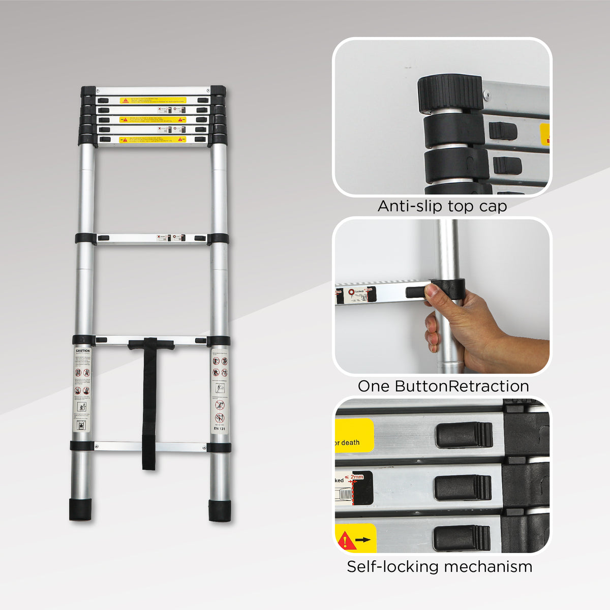 Telescoping Ladder 8.5 ft, Aluminum Extension Ladder 300 lb – image 10