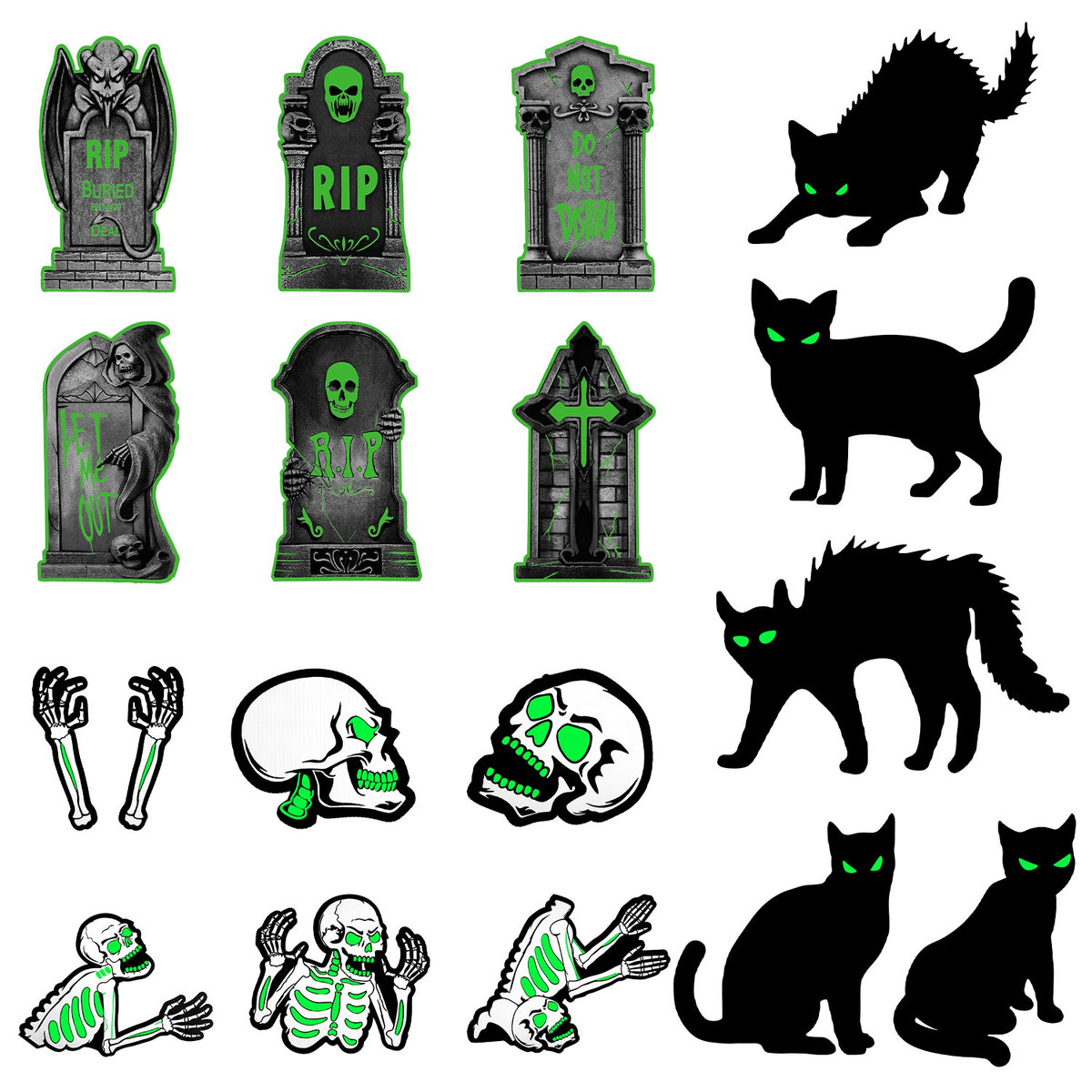 Halloween Yard Signs Glow in the Dark Skeleton Stakes 6 Pack – image 2