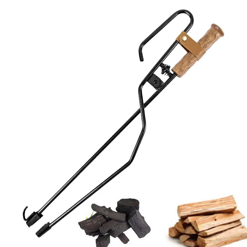 Fire Pit Tongs - Log Grabber with Wood Handle – image 2