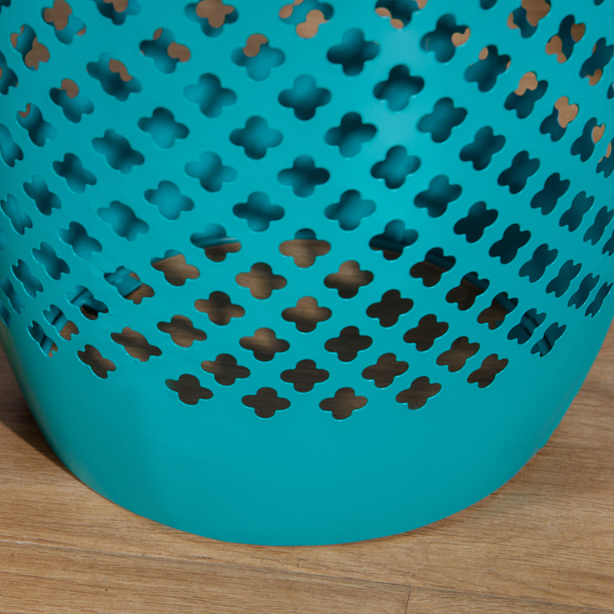 Outdoor Side Table 12 in - Steel Drum Patio End Table, Blue – image 8