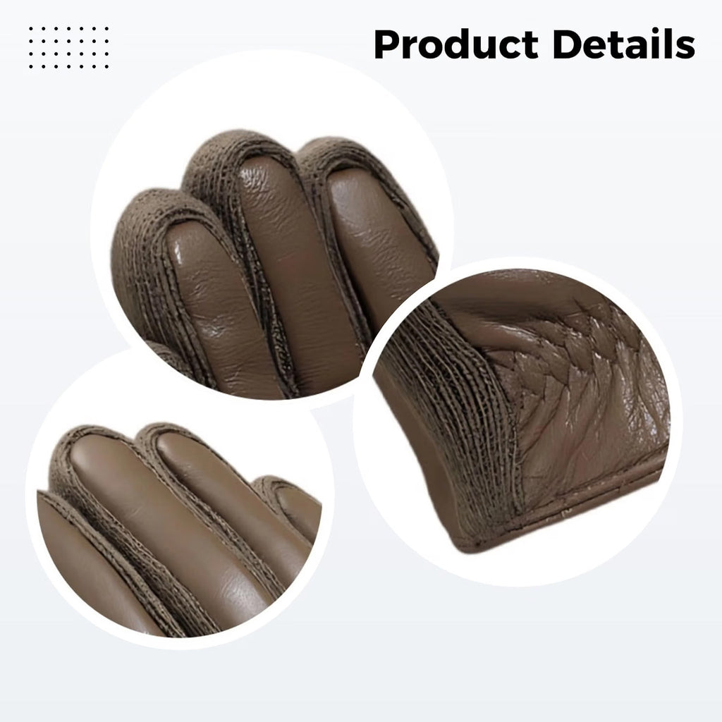 Sheepskin Leather Gloves for Men – Fleece-Lined Winter Driving Gloves – image 2