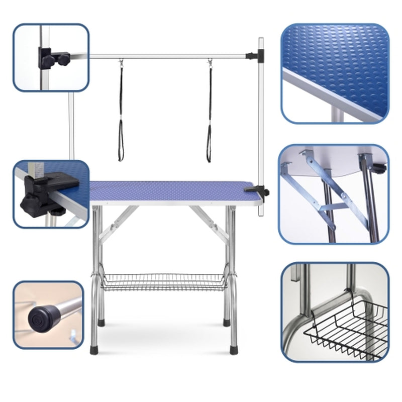 36 Inch Folding Dog Grooming Table with Adjustable Arm and Basket – image 6