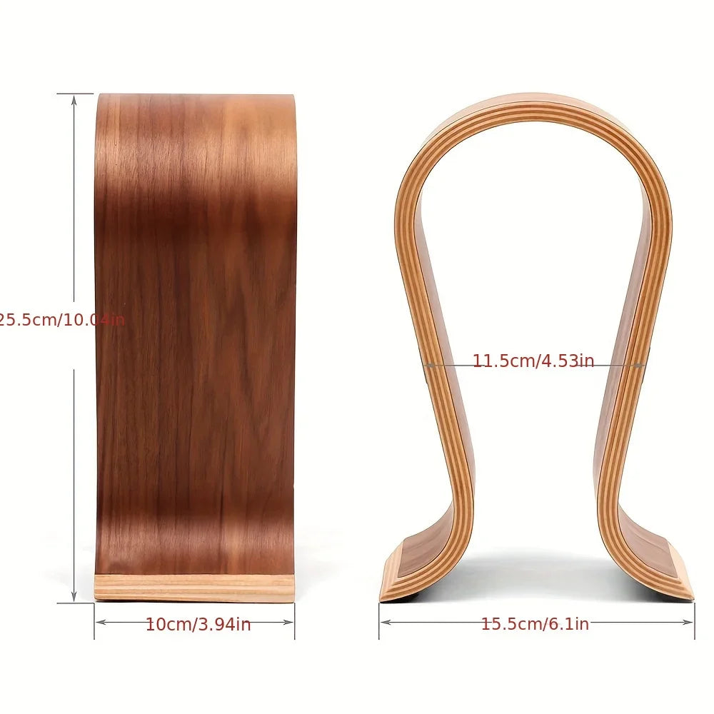 Headphone Stand, U-Shaped Wooden Desk Headset Holder – image 2