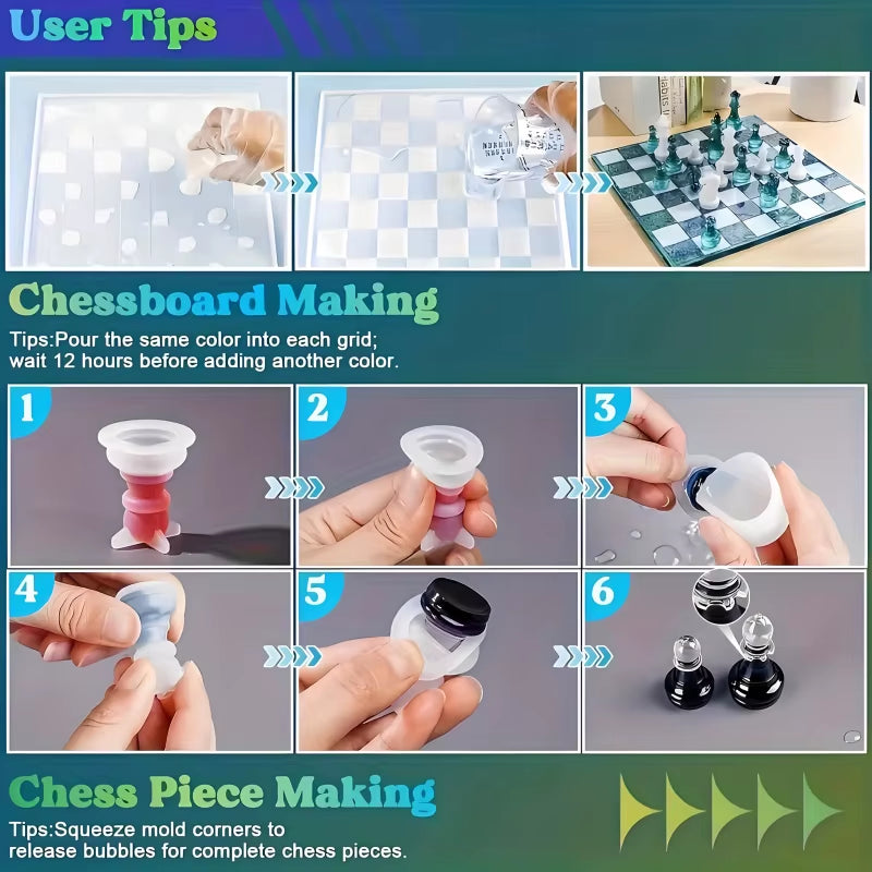 Chess Set Resin Silicone Mold with Chessboard Mold – image 6