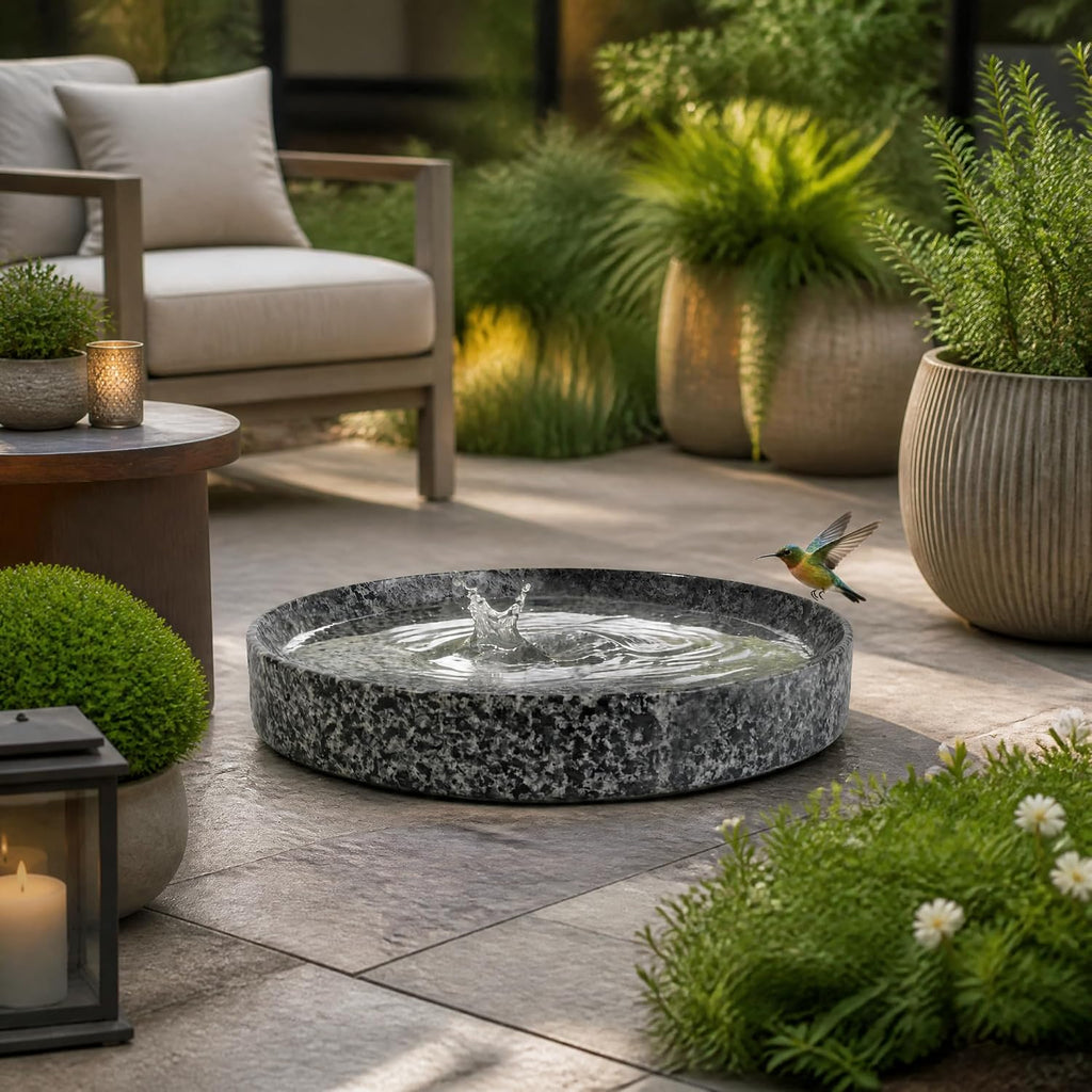 Stone Bird Bath Bowl 10 in - Heavy Natural Stone Birdbath – image 6