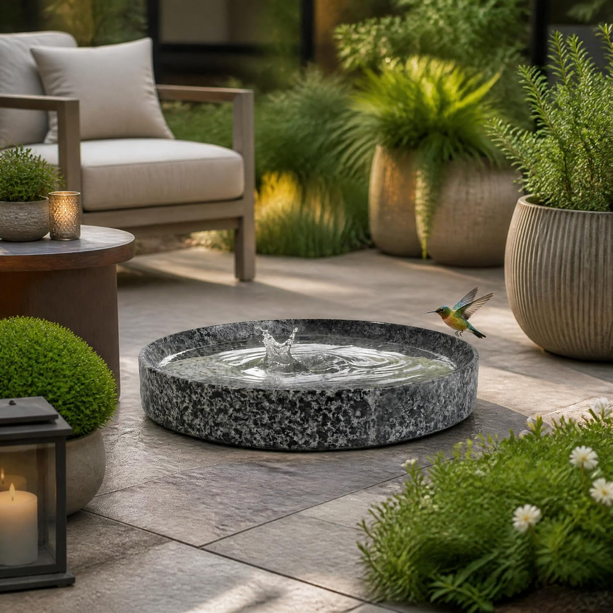 Stone Bird Bath Bowl 10 in - Heavy Natural Stone Birdbath – image 6