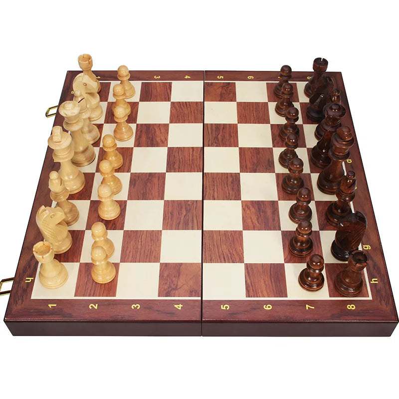 Magnetic Wooden Chess Set 15 in, Folding Board with Storage – image 7