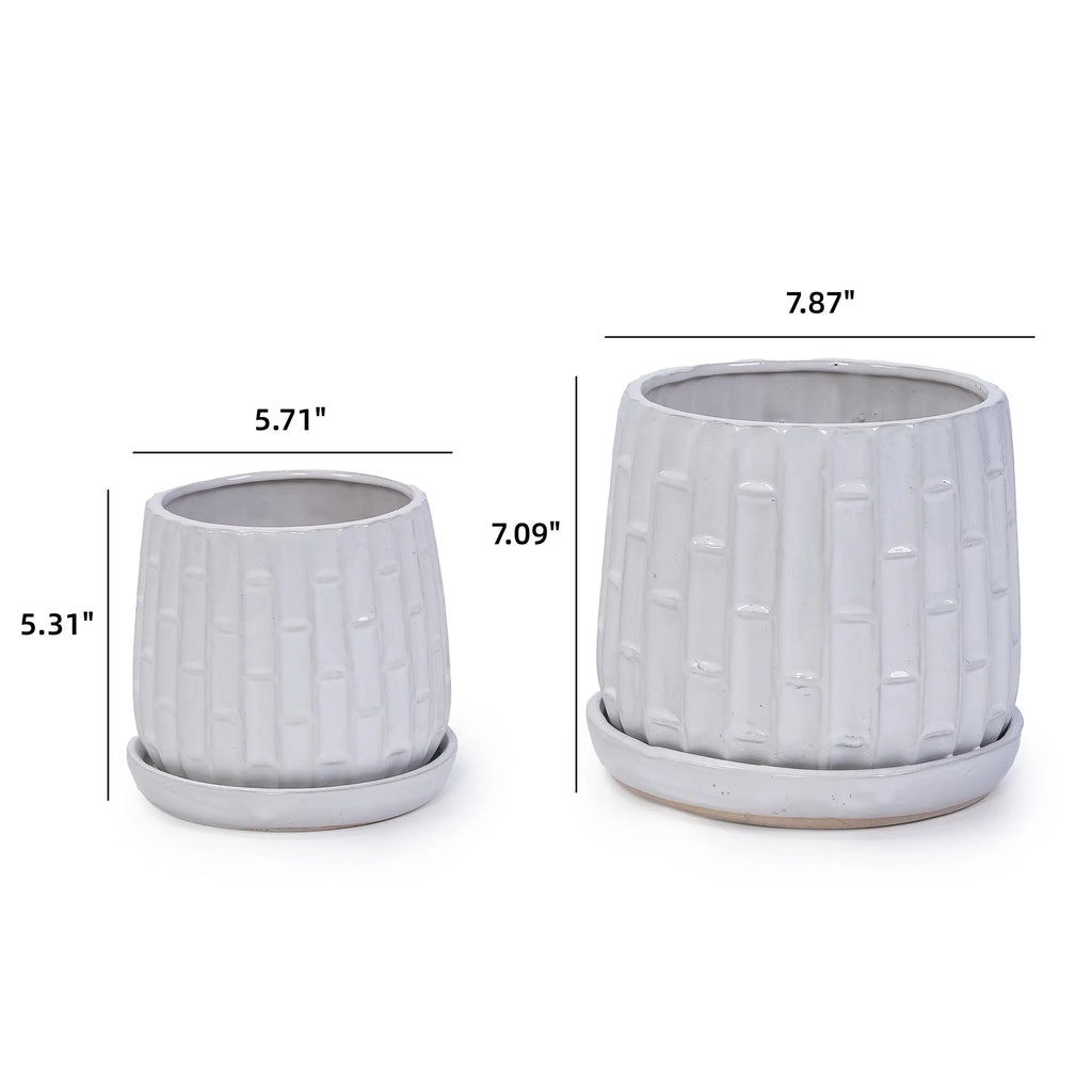 Ceramic Planter Set of 2, White Glazed 6 and 8 in Orchid Pots – image 5