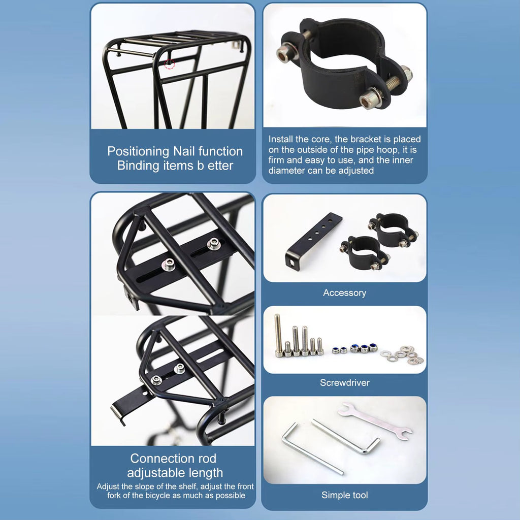 Bike Front Rack, Steel Fork Mount Cargo Carrier for Bags, 25 kg – image 7