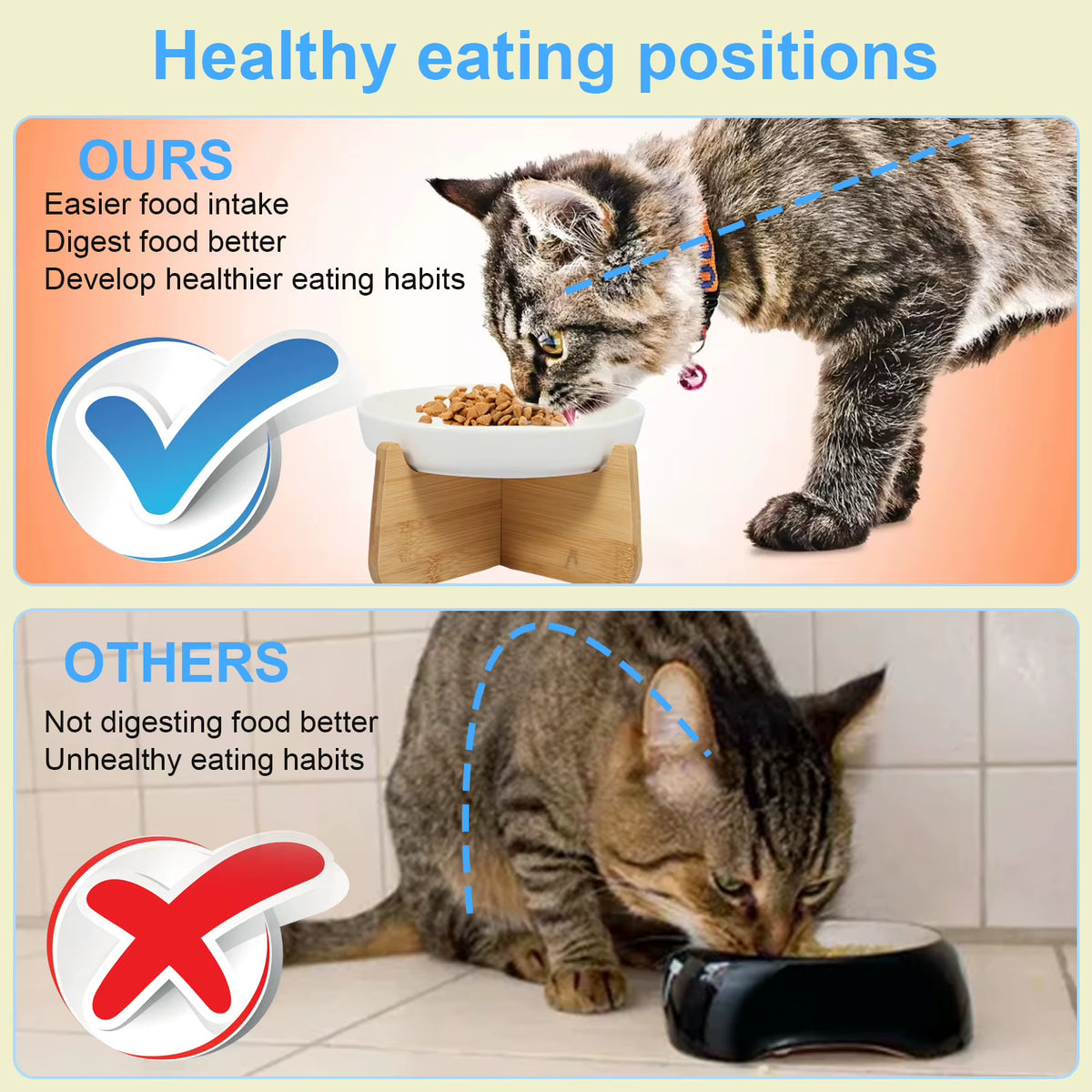 Raised Cat Bowl, Elevated Ceramic Bowl with Wood Stand – image 5