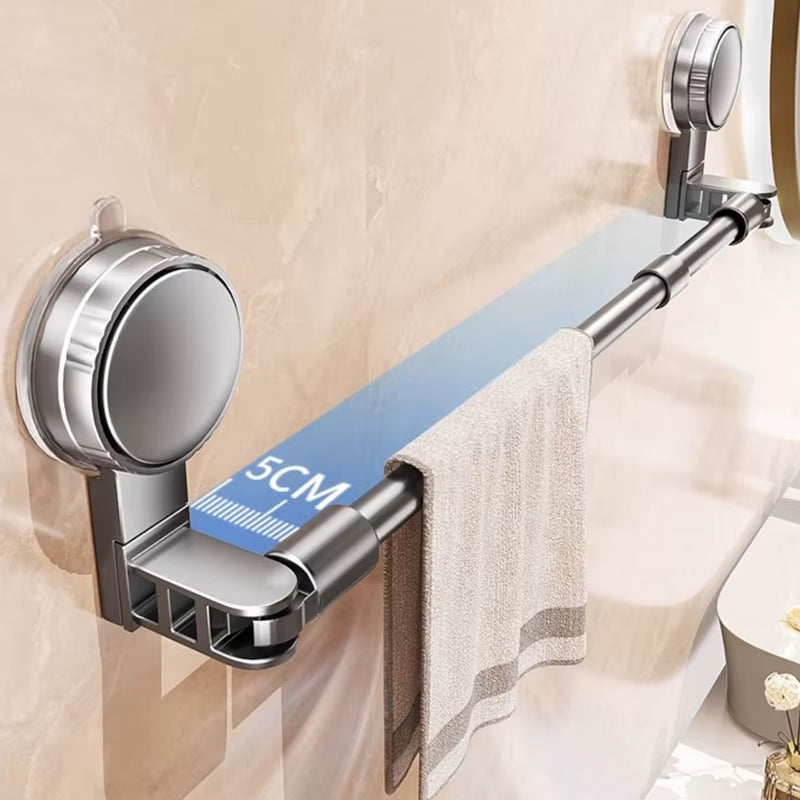 Suction Cup Towel Bar - Adjustable No-Drill Bathroom Towel Rod – image 2