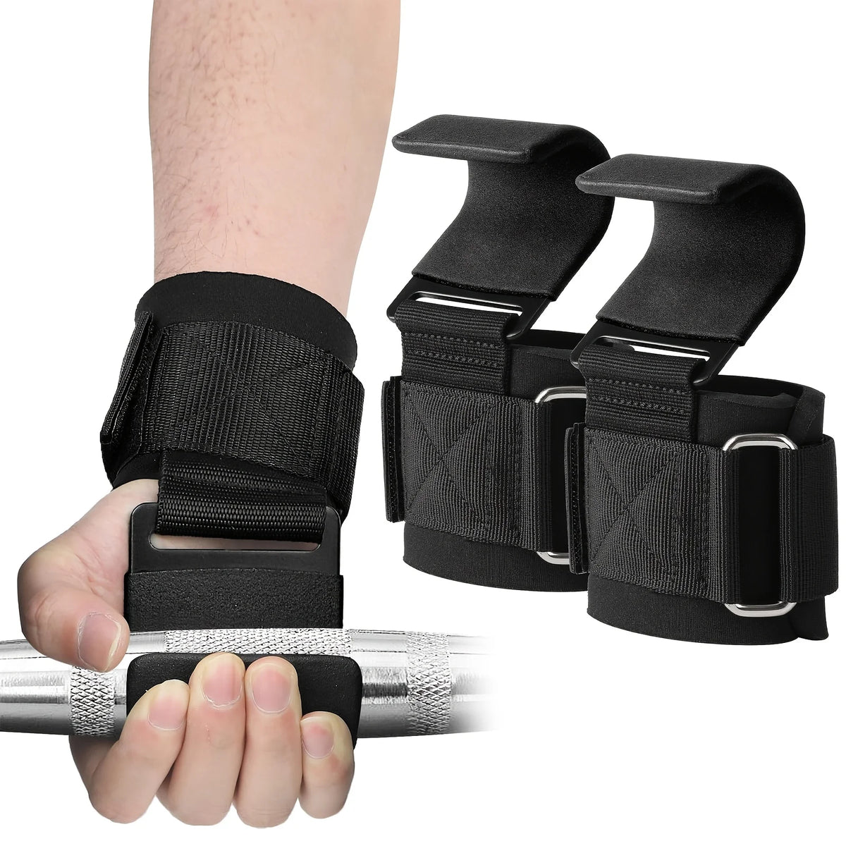 Weight Lifting Hook Grips with Wrist Wraps for Pull-Ups – image 8