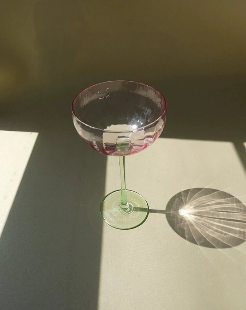 Hand Blown Pastel Cocktail Coupe Glasses, Set of 4 – image 12