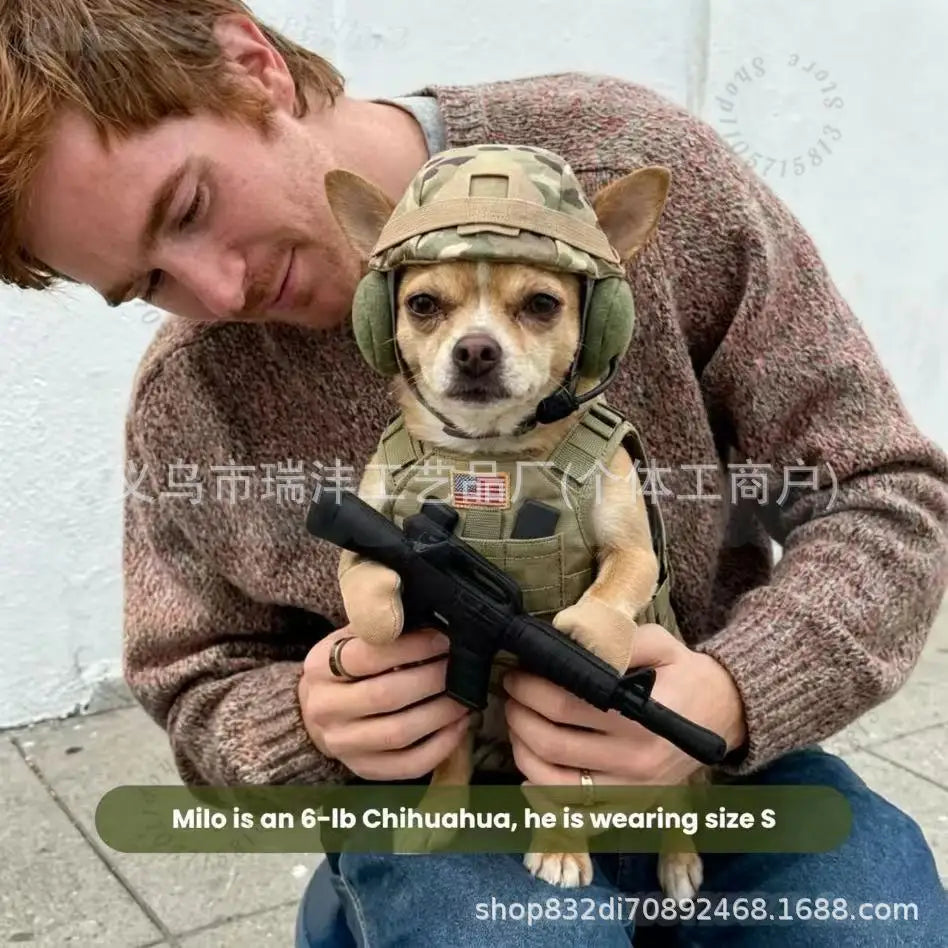 Dog Soldier Halloween Costume Tactical Harness with Helmet – image 2
