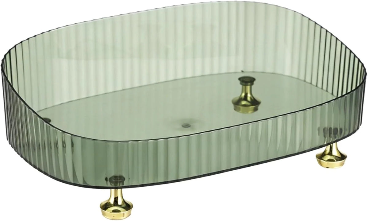 Makeup Organizer Tray, Slanted Green Vanity Tray with Gold Feet – image 2