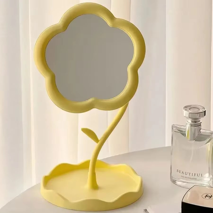 Floral round Desk Mirror - Vanity Table Makeup Mirror