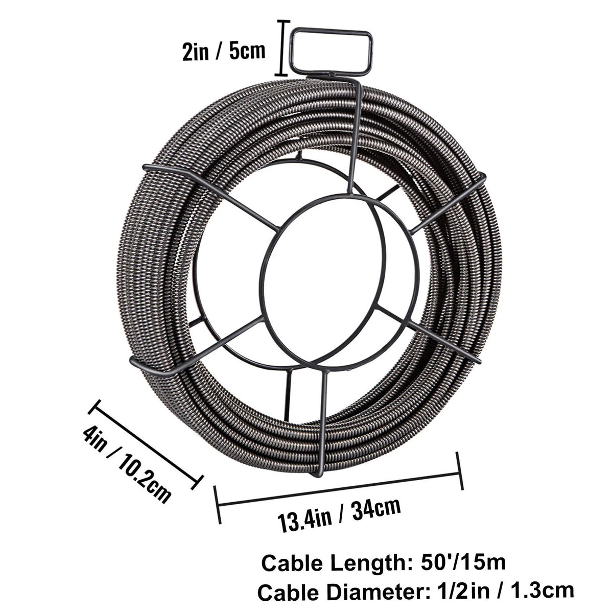 Drain Cleaning Cable 50 Ft x 1/2 In, Solid Core with 4 Cutters – image 8
