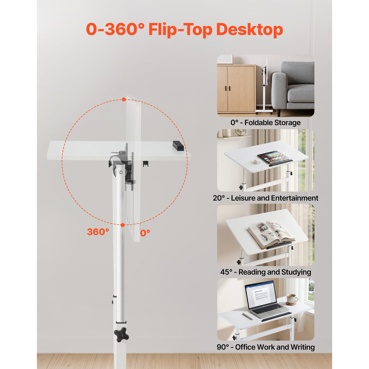 Mobile Standing Laptop Desk with Tilting Top and Lockable Casters – image 5