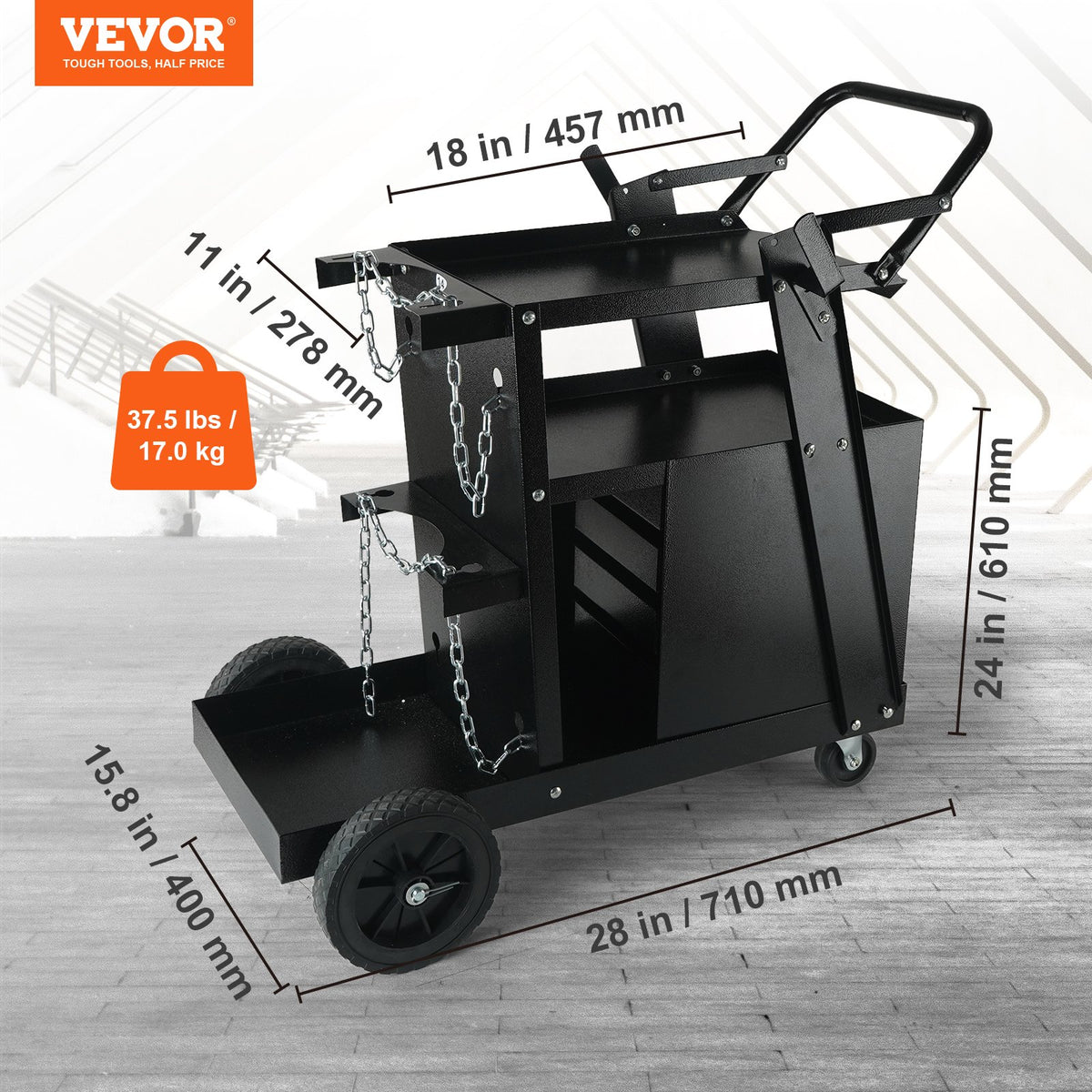 Welding Cart 2-Tier with 4 Drawers, 265 lb Capacity