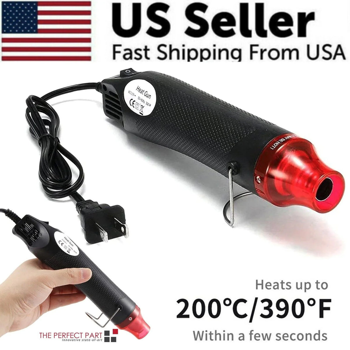 Mini Heat Gun for Crafts, Embossing & Shrink Wrap, US Plug