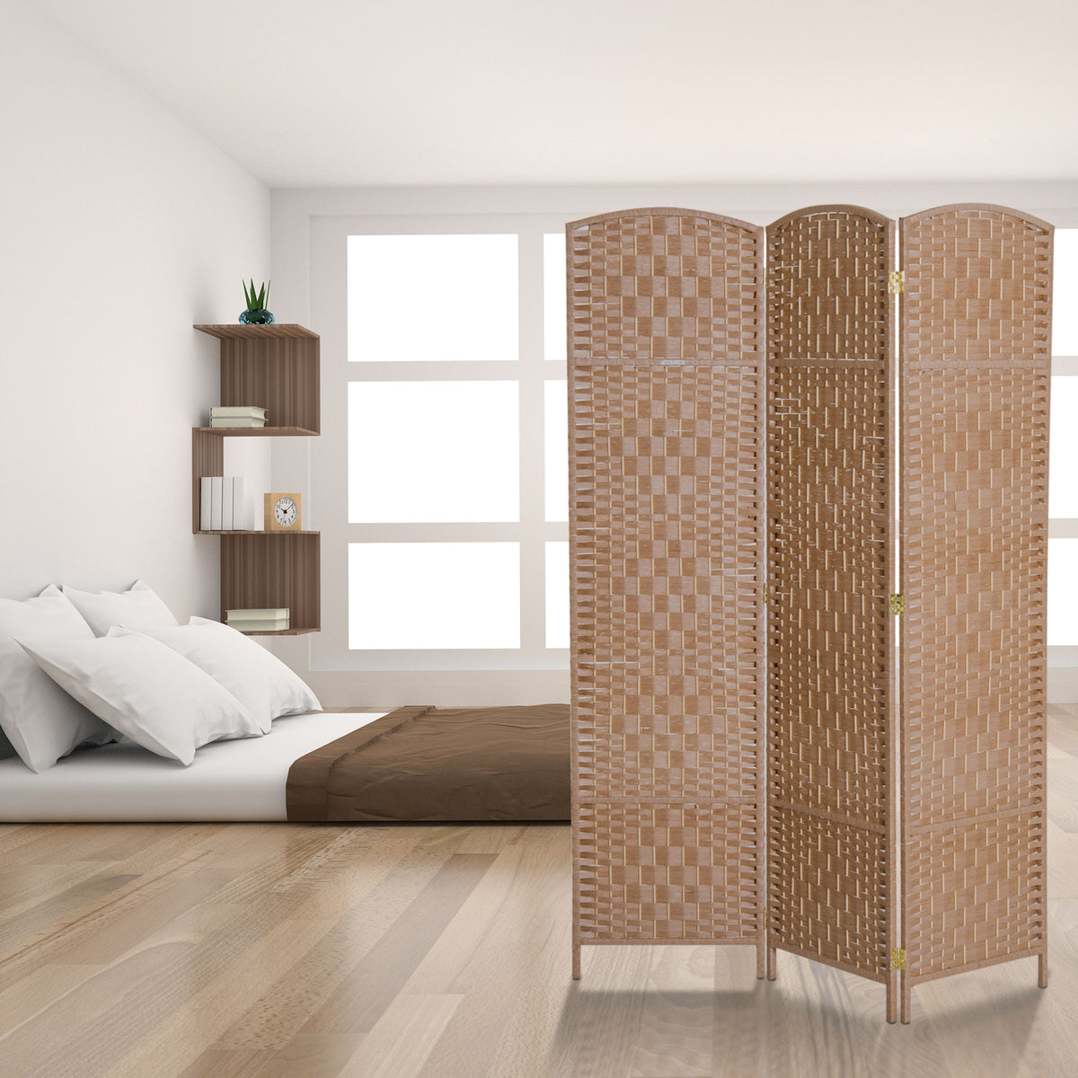 6 Ft Wicker Weave 3-Panel Folding Privacy Screen – image 2