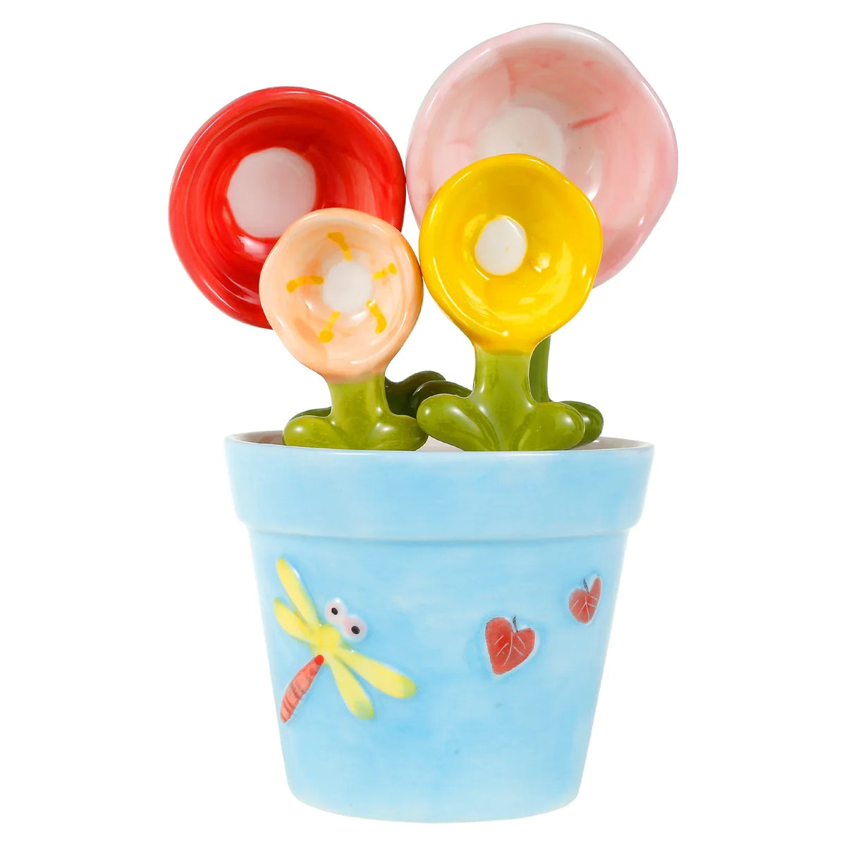 Ceramic Measuring Spoons - 4 Piece Flower Set with Base – image 9
