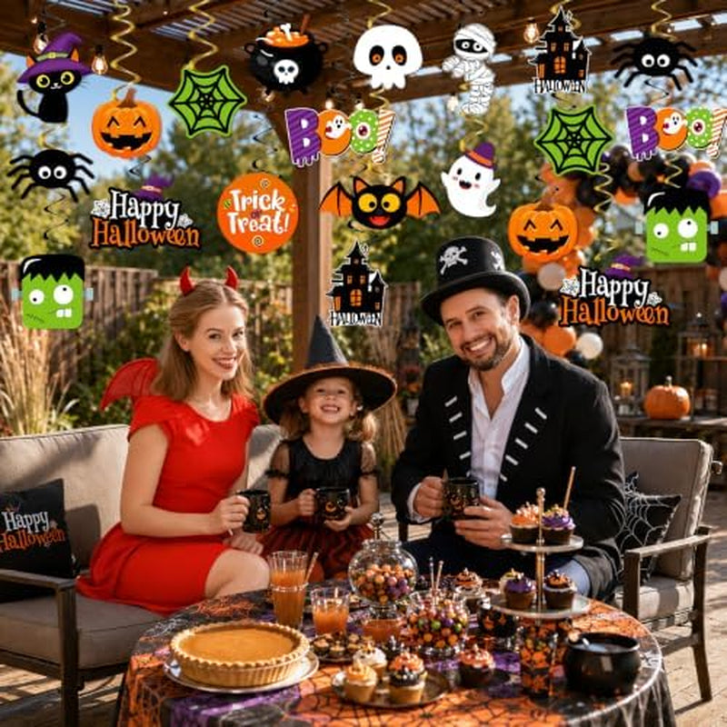 Halloween Hanging Swirls – 32 Pc Ghost and Pumpkin Ceiling Decorations – image 2