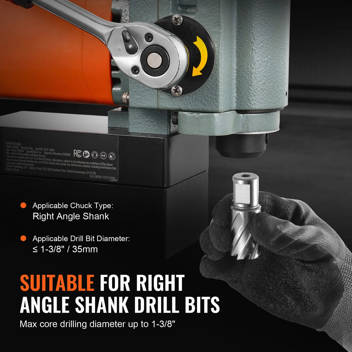 Magnetic Drill Press 1300W, 1.4 in Core Drilling, 10000N Magnet – image 4