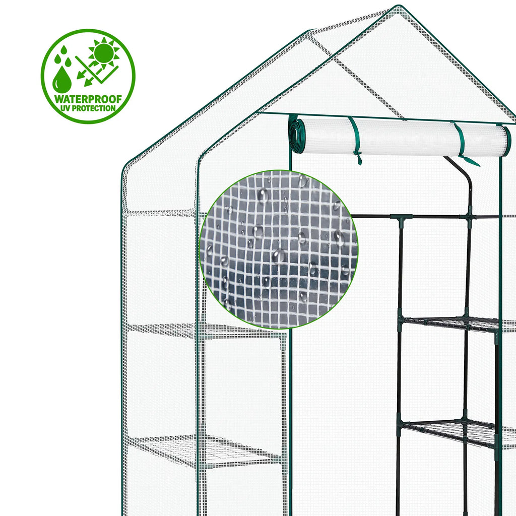 Mini Walk-In Greenhouse with PE Cover & 4 Shelves, 56x29x77 in – image 11