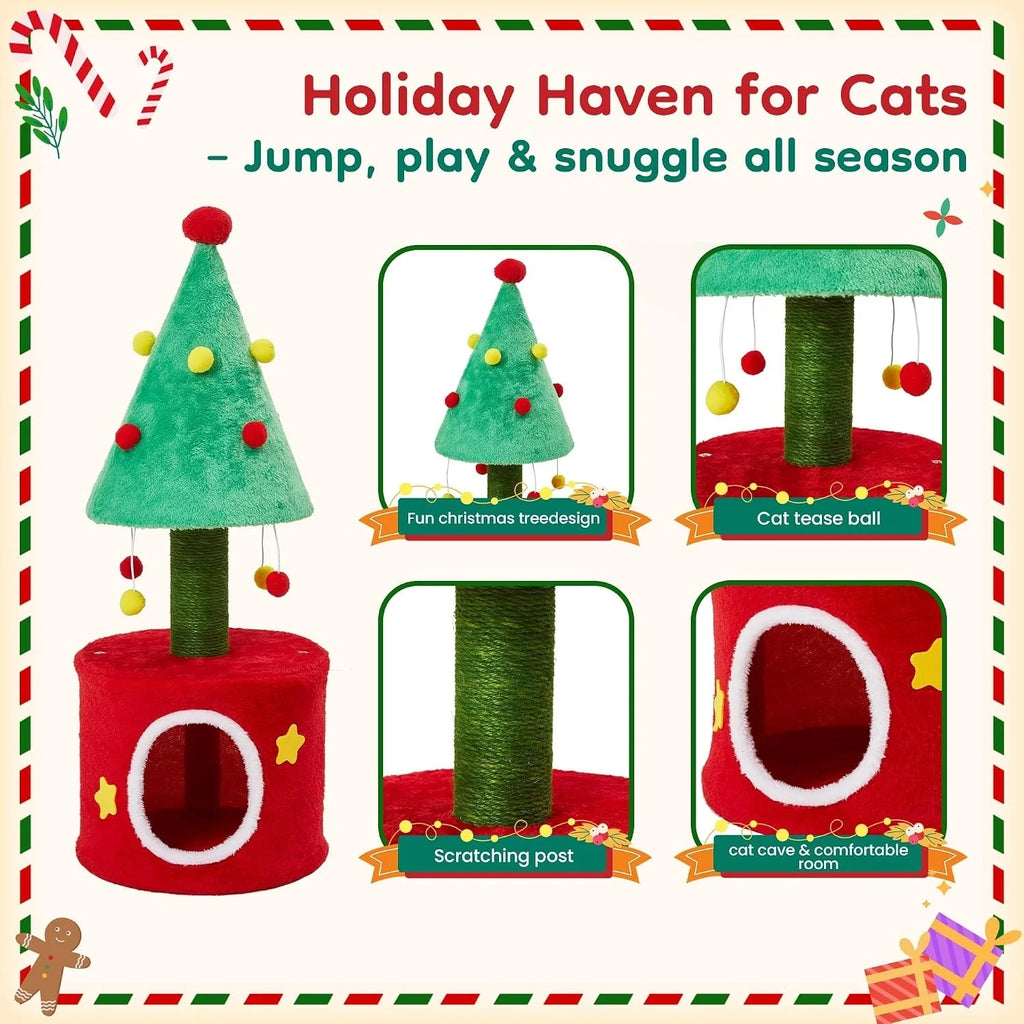 Small Cat Tree Tower – Sisal Posts with Cozy Cat Bed – image 3