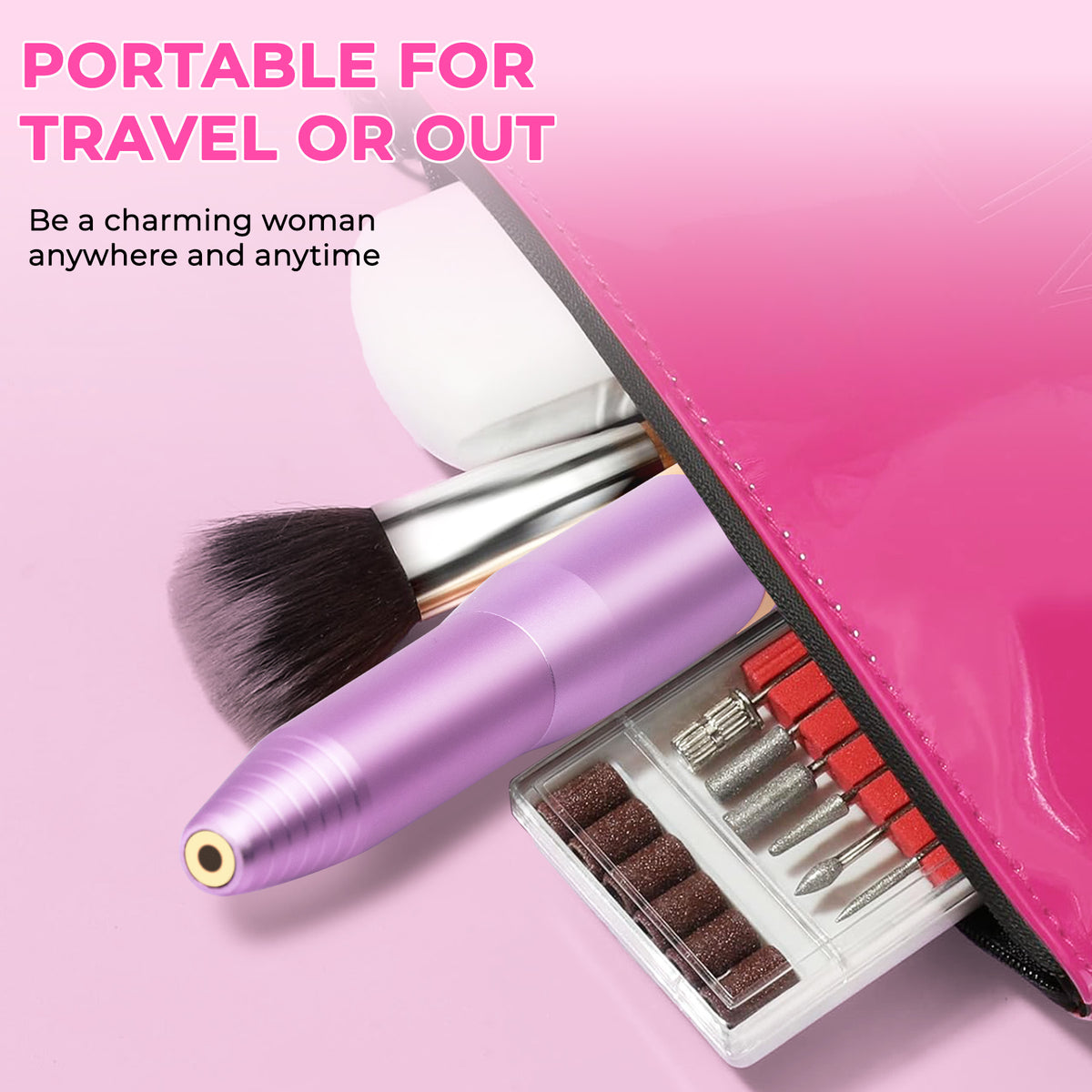 Electric Nail Drill – USB Portable Nail File Kit, Rose Gold – image 3