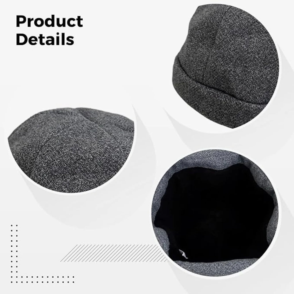 Brimless Landlord Beanie – Gray Wool Blend Knit Skull Cap – image 4