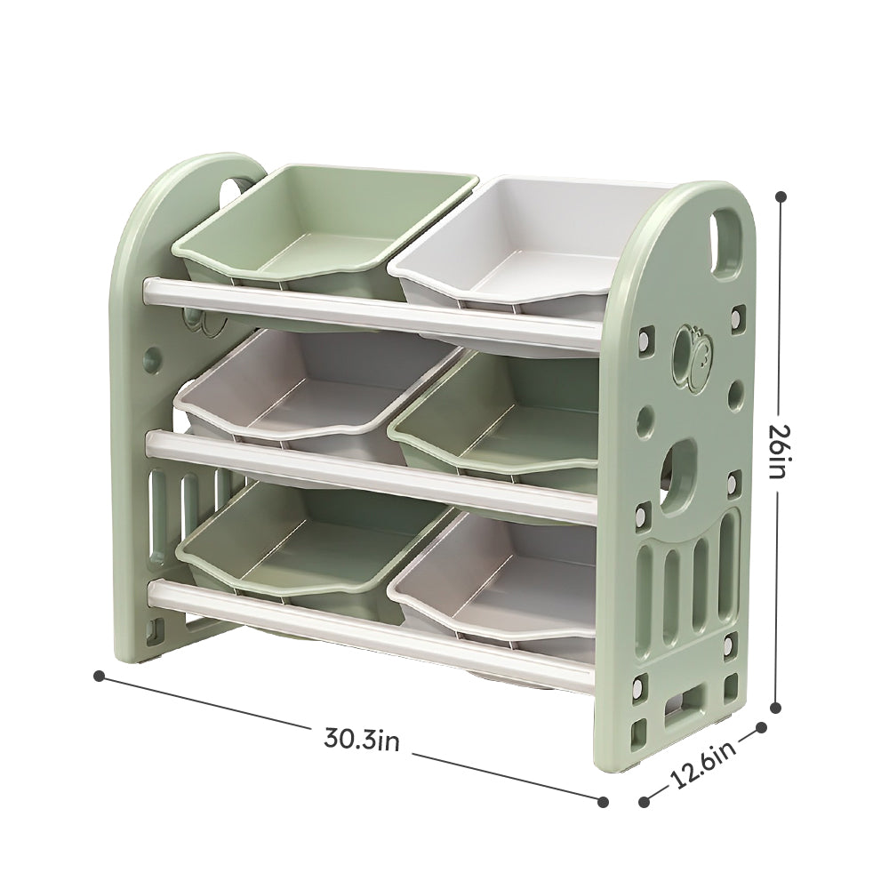 3-Tier Nursery Storage Organizer with 6 Bins, Green – image 3