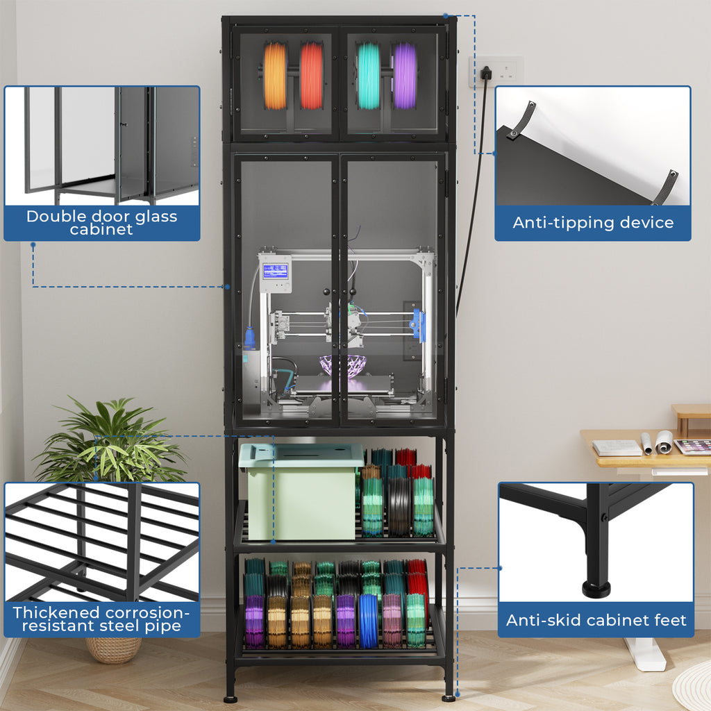 Enclosed 3D Printer Cabinet with Acrylic Doors and Filament Storage – image 5