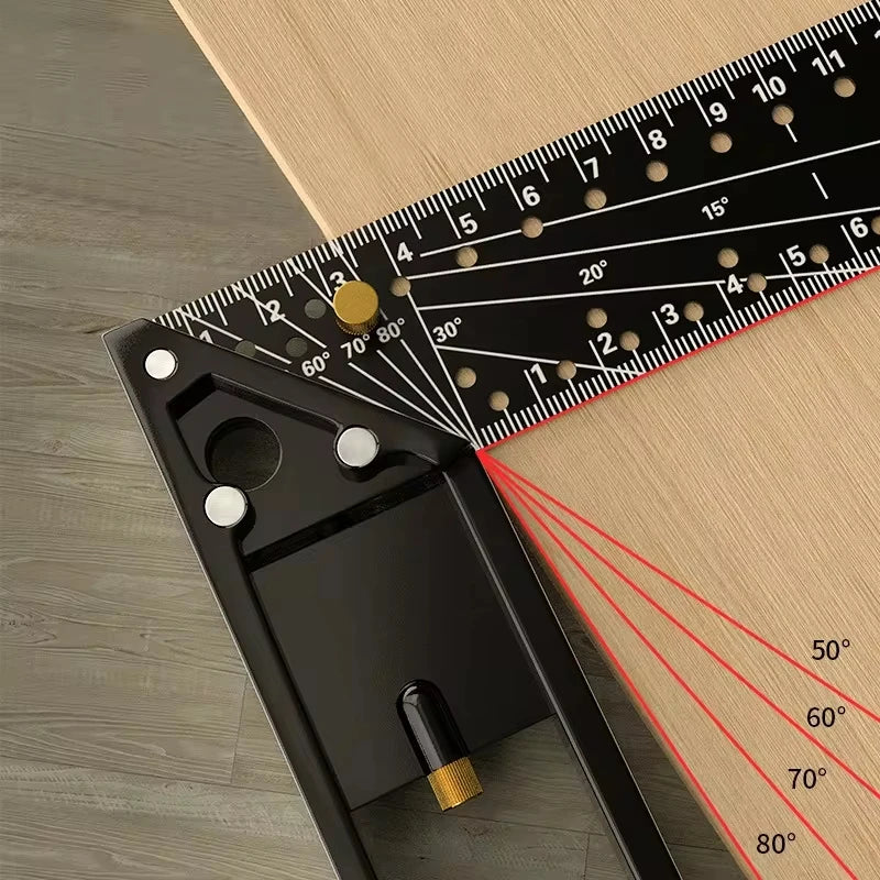 Precision Right Angle Marking Ruler - 45/90 Degree Woodworking Scribe Gauge