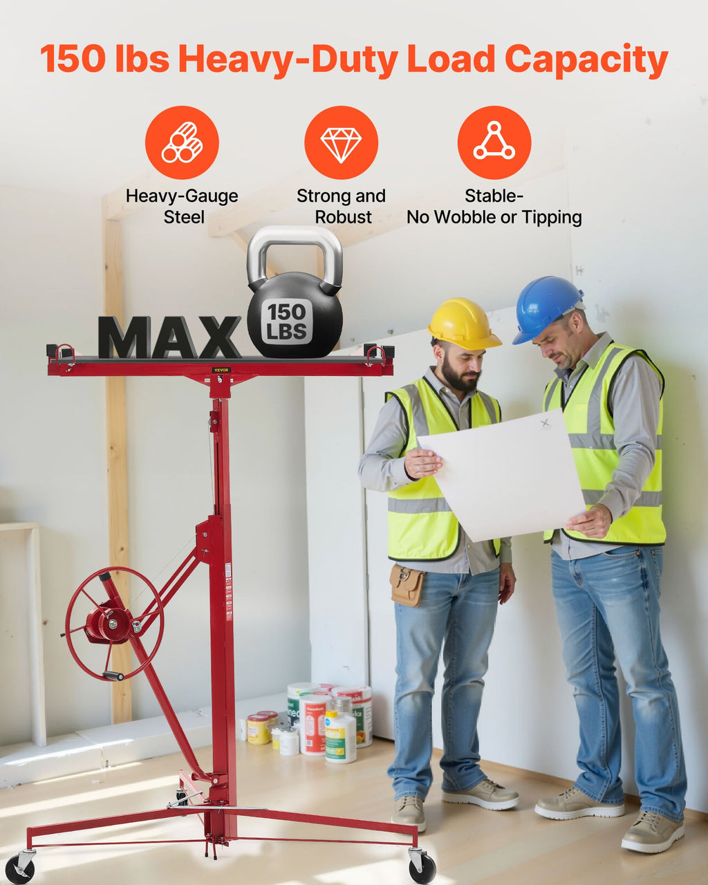11 ft Drywall Lift Panel Hoist, 150 lb Capacity with Telescoping Arm – image 2