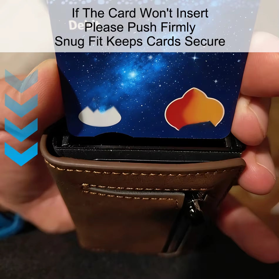 Pop-Up Card Holder Wallet, RFID Blocking Aluminum and Leather – image 7