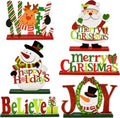 Christmas Table Signs 6 Pack, Wooden Holiday Centerpiece Decor
