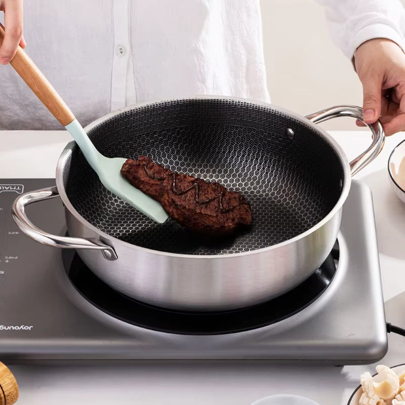 316 Stainless Steel Honeycomb Frying Pan, 28 or 30 Cm, Induction Ready