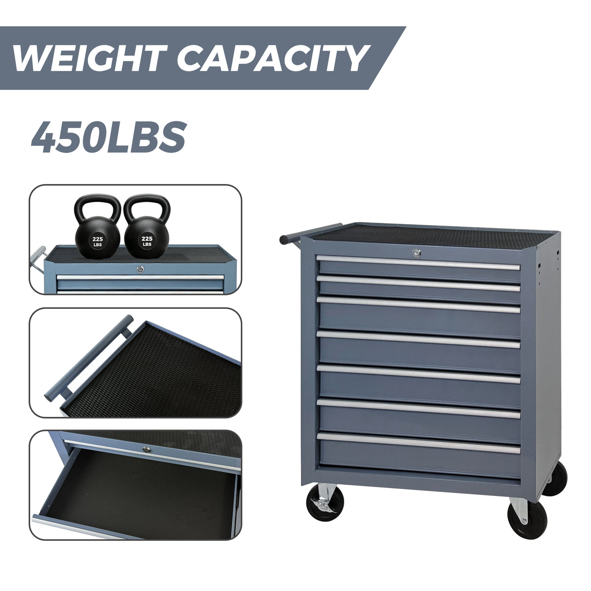7 Drawer Rolling Tool Chest with Wheels Steel Mechanic Cabinet