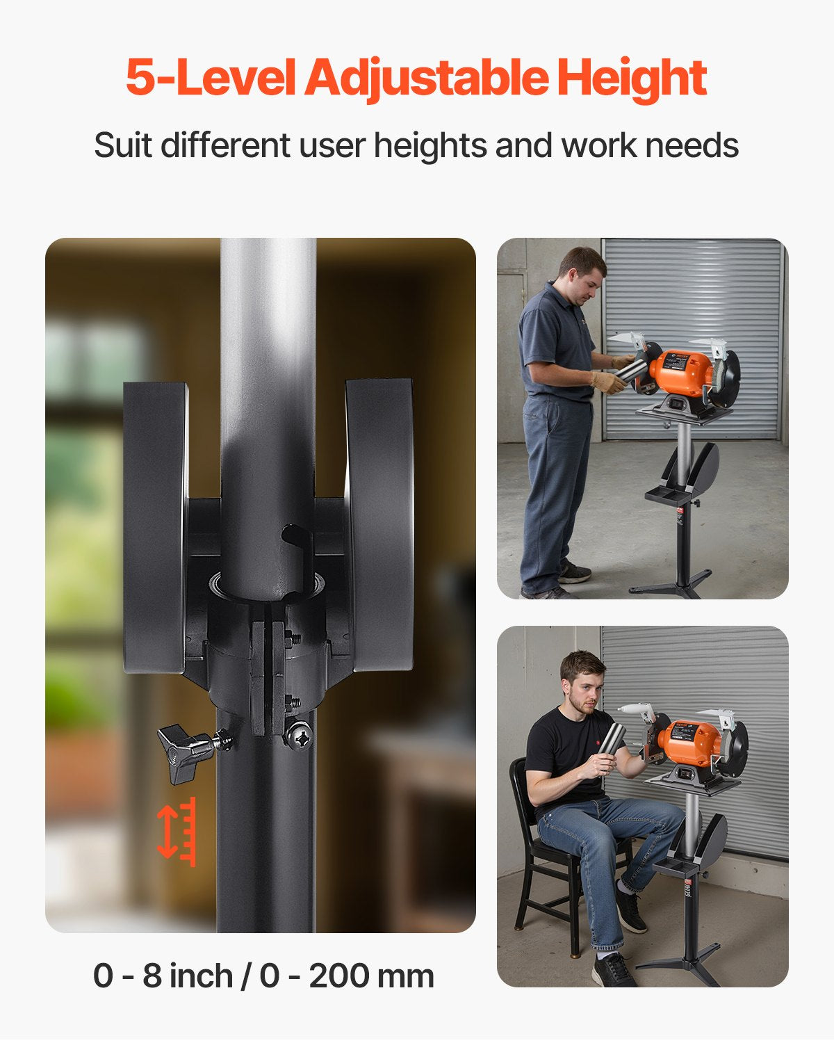 Bench Grinder Stand, Adjustable 28-36 in Cast Iron Pedestal – image 5
