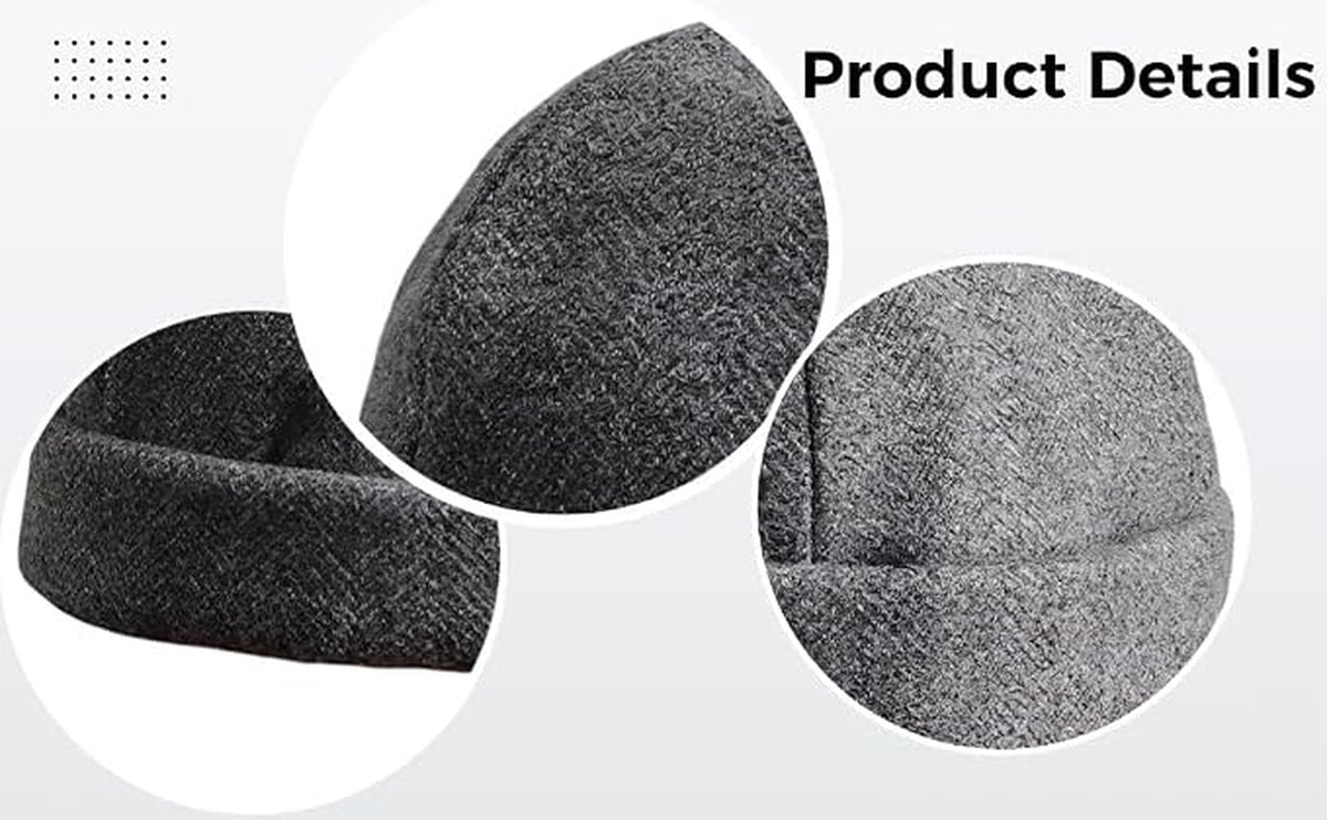 Wool Docker Hat, Gray Brimless Fisherman Beanie for Men & Women – image 3