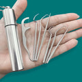 Stainless Steel Reusable Toothpicks Set with Portable Case