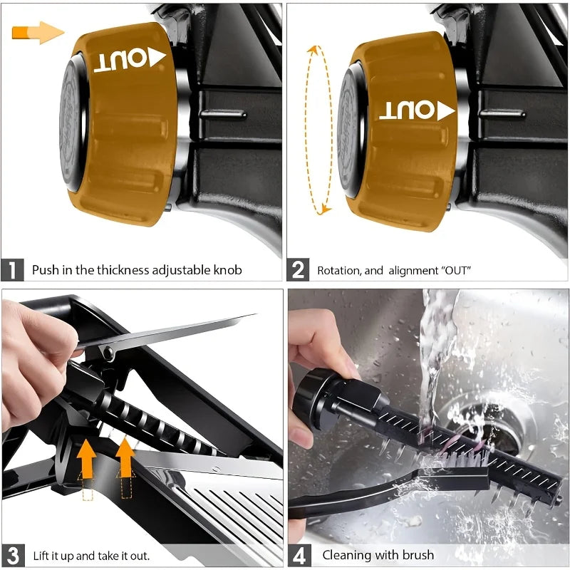 Stainless Steel Mandoline Slicer with 5 Blades and Hand Guard – image 7